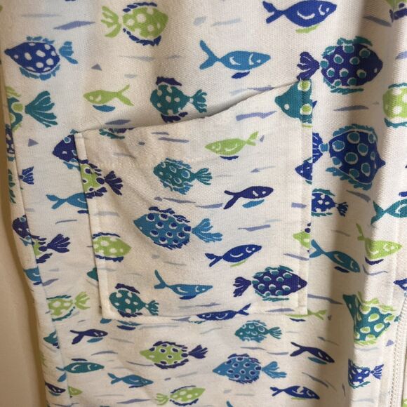 Tropical Escape Vintage Fish Sleeveless Collared Zip Front Coverup Dress large - Picture 2 of 7